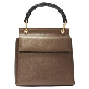 Gucci Bamboo Black Top Handle Bronze Leather Flap Front Evening Bag